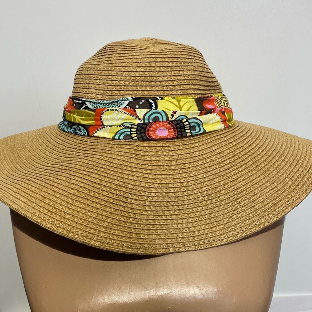 Vera Bradley Women's Multicolor Floral Straw Beach Sun Hat‎